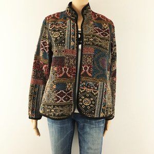 sz M Women's SERENGETI tapestry lightweight jacket open blazer brocade